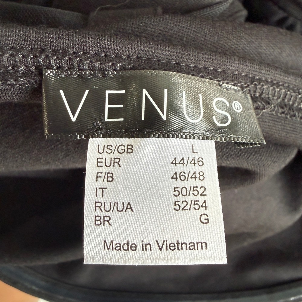 Venus Womens Black Strapless Bodycon Dress Large New Years Sheer Mesh Insert SEE - Picture 7 of 16